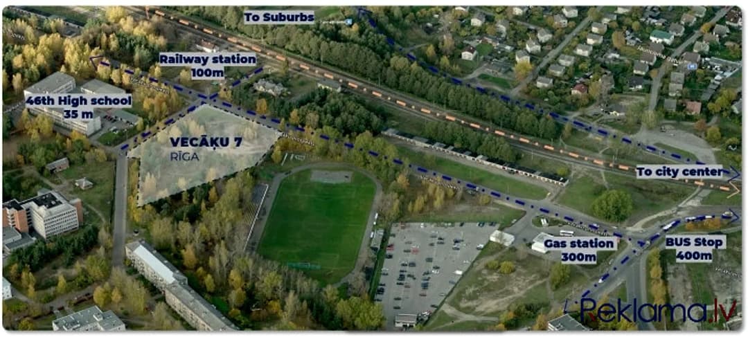 Attīstības zemes īpašumu Vecmīlgrāvī, Vecāķu Prospekts 7. Zemes platība 7367m2 + 1171m2