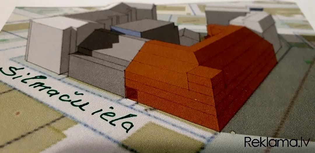 Zemes gabals, kurš piemērots daudzīvokļu māju būvniecībai. + Skiču projekts pielikumā; + — vēl bildes