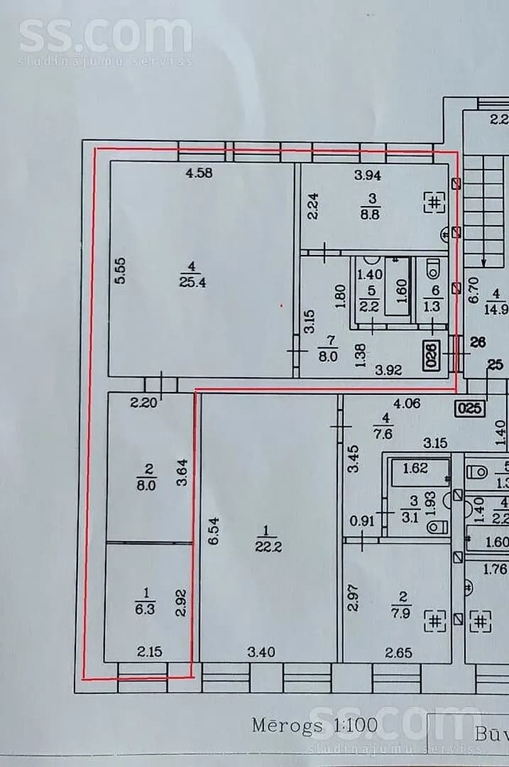 Divistabu dzīvoklis — Saules 43/45