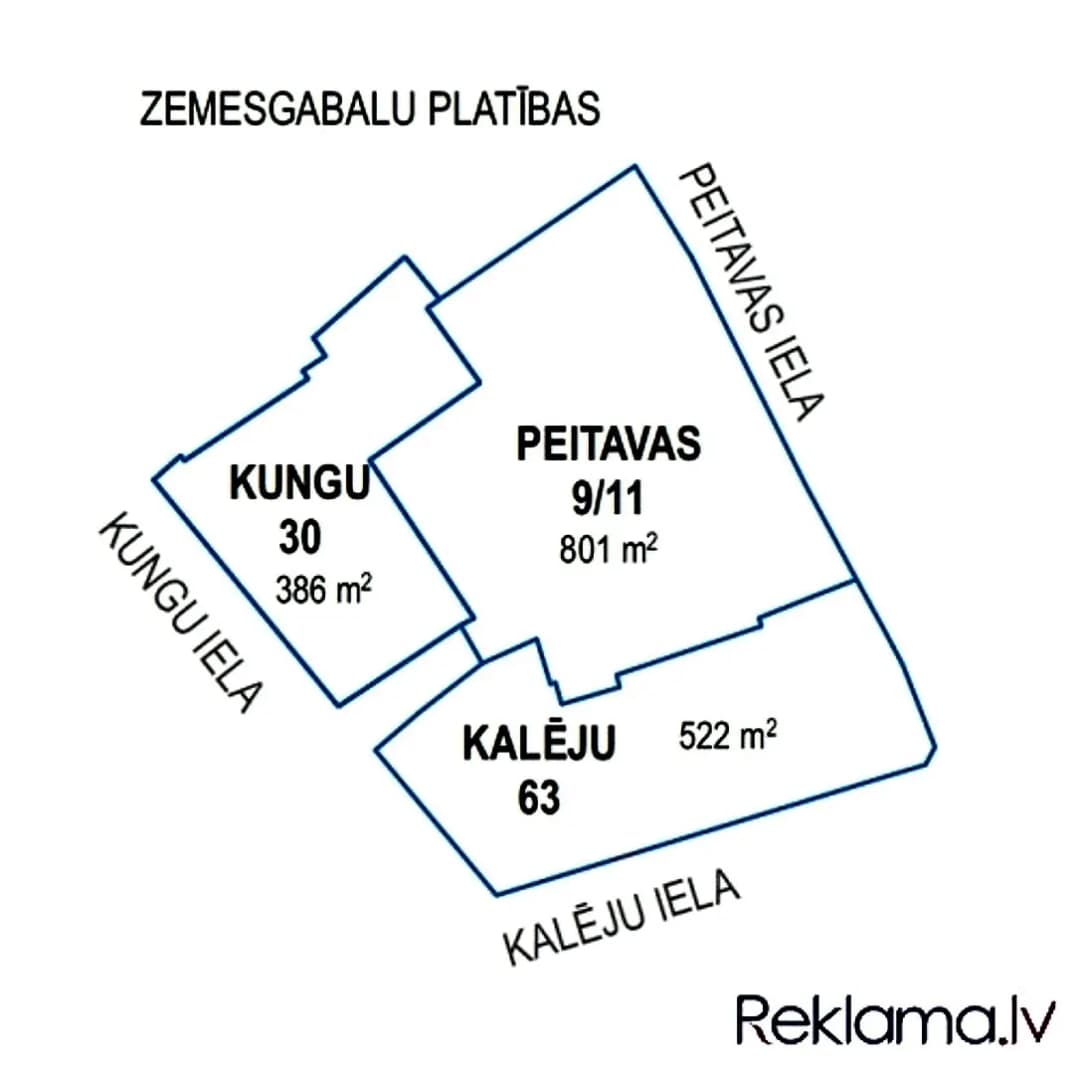 Peitavas kvartāls. Trīs apbūves gabali Vecrīgā. Šobrīd uz pirmā gabala atrodas 4 stāvu